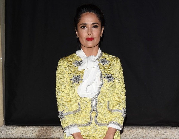 Salma Hayek from Stars at Milan Fashion Week Spring 2016 | E! News